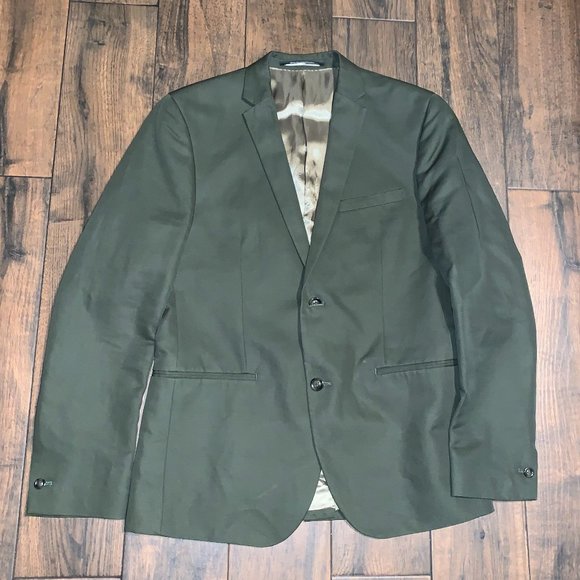 H&M men's olive green blazer jacket 40R slim fit - Picture 1 of 3